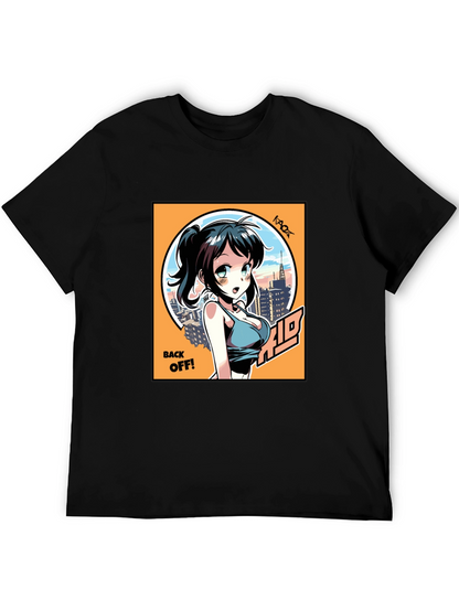 Anime Girl Graphic T-Shirt: Back Off! Design