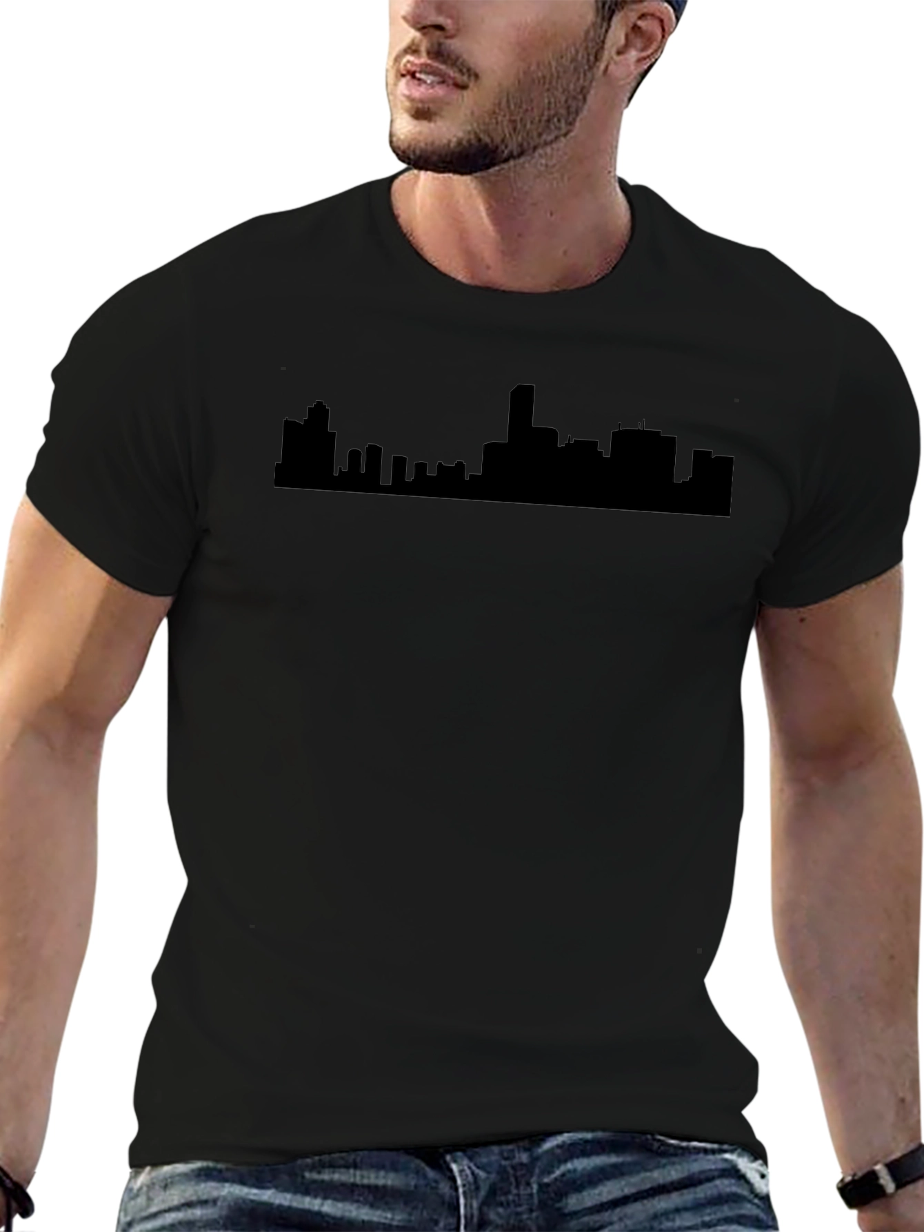 Urban Silhouette Tee - Black Cityscape T-Shirt