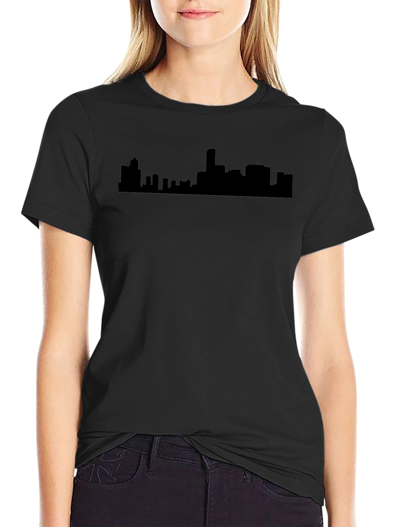 Urban Silhouette Tee - Black Cityscape T-Shirt