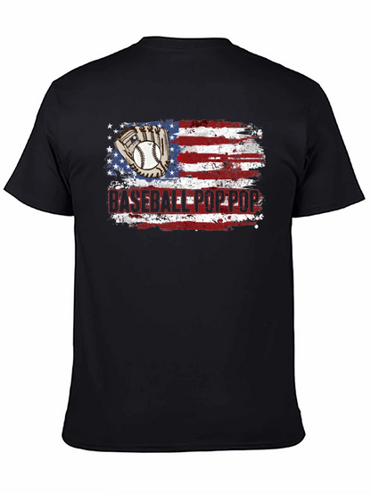 Baseball Pop Pop American Flag T-Shirt