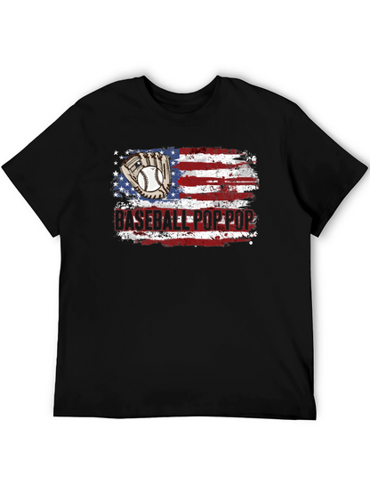 Baseball Pop Pop American Flag T-Shirt