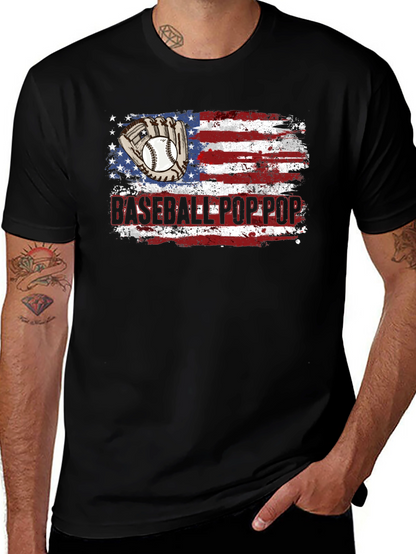 Baseball Pop Pop American Flag T-Shirt