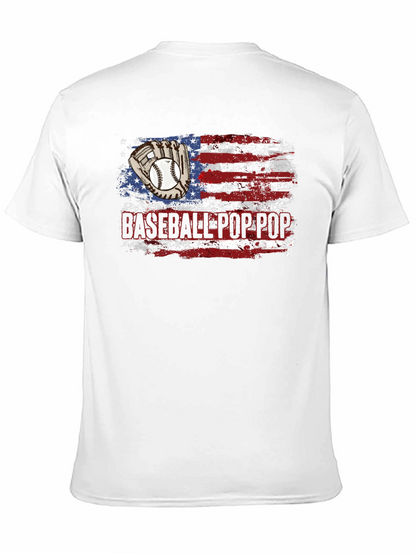 Baseball Pop Pop American Flag T-Shirt