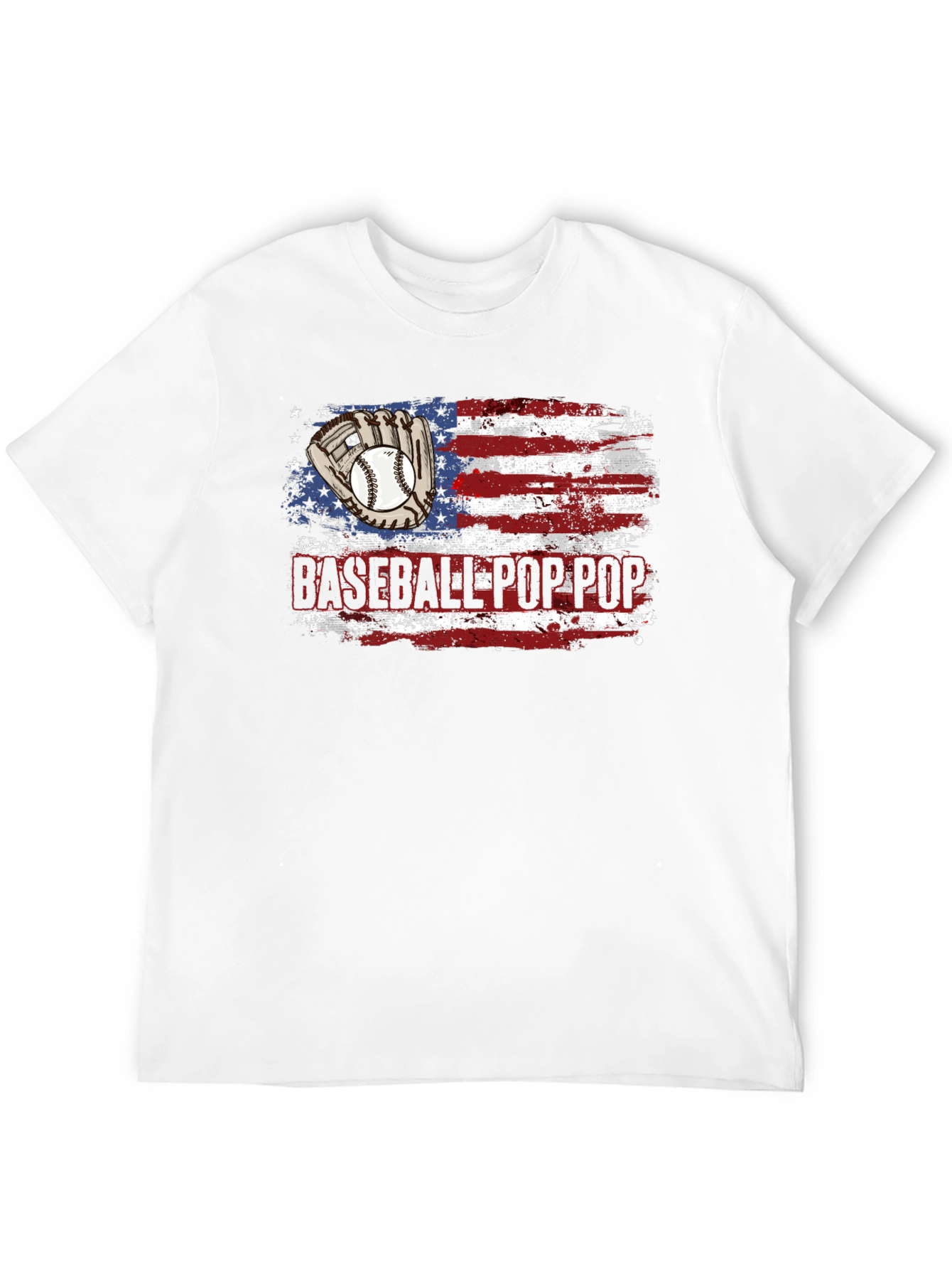 Baseball Pop Pop American Flag T-Shirt