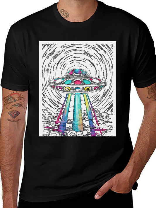 UFO Abduction T-Shirt - Colorful Alien Spaceship Design