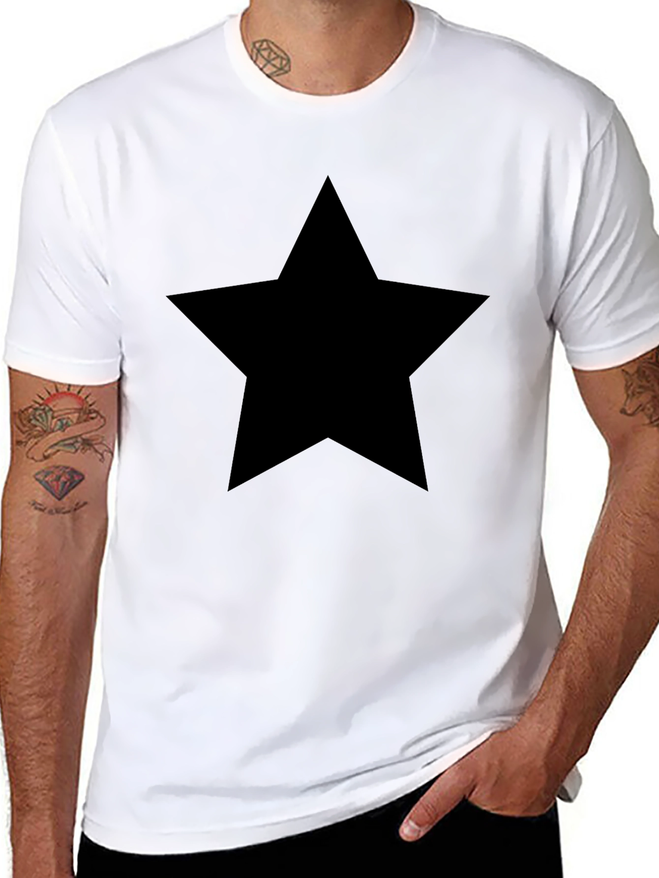 Bold Black Star T-Shirt - Stylish Mens Tee