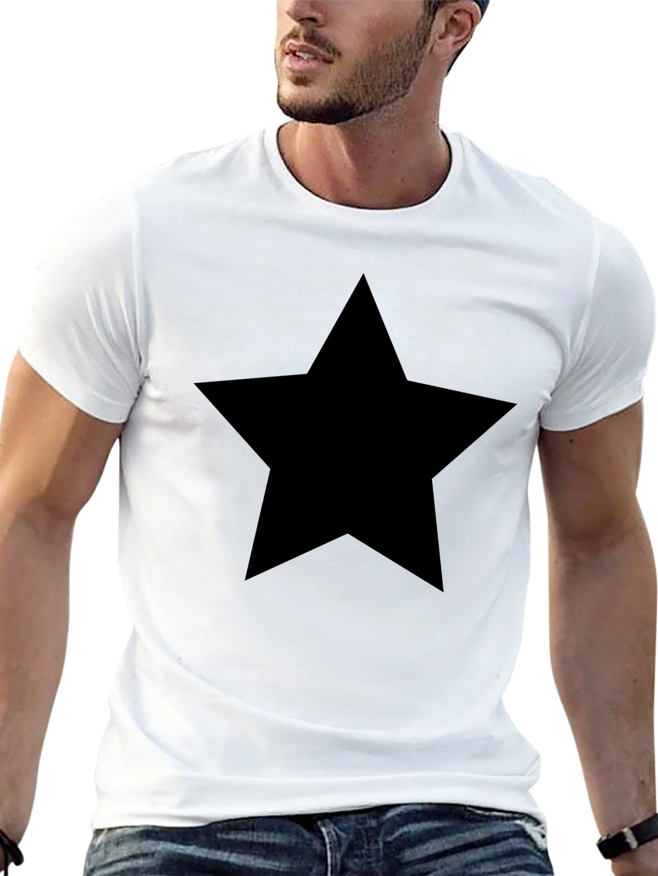 Bold Black Star T-Shirt - Stylish Mens Tee