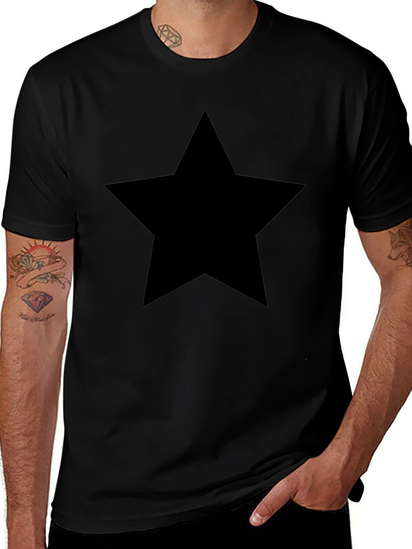 Bold Black Star T-Shirt - Stylish Mens Tee
