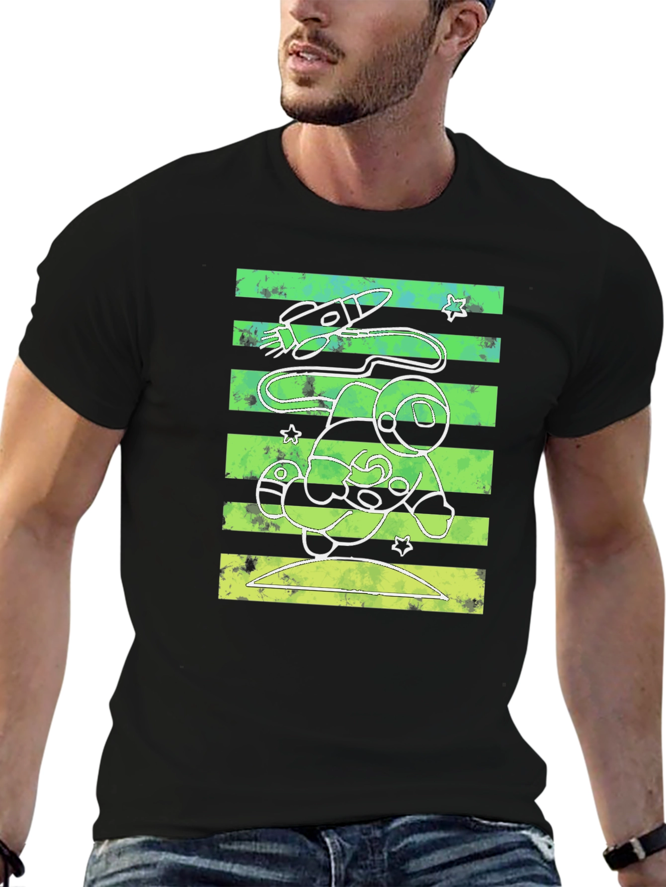 Astronaut Graphic Print Crew Neck T-Shirt