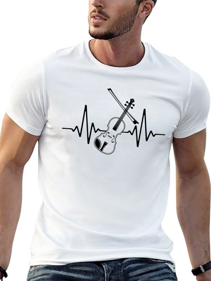 Violin Heartbeat Graphic Tee - Music Lover T-Shirt