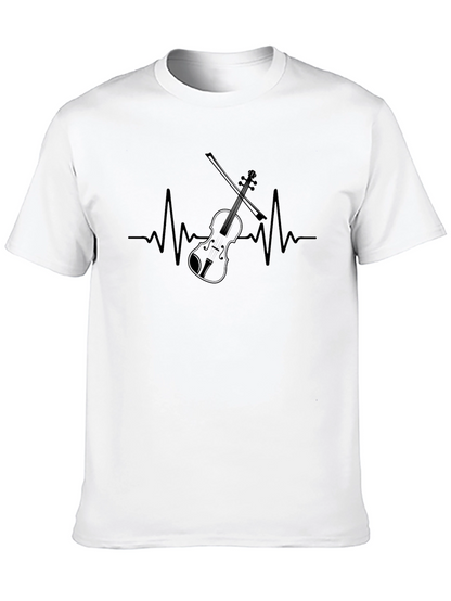 Violin Heartbeat Graphic Tee - Music Lover T-Shirt