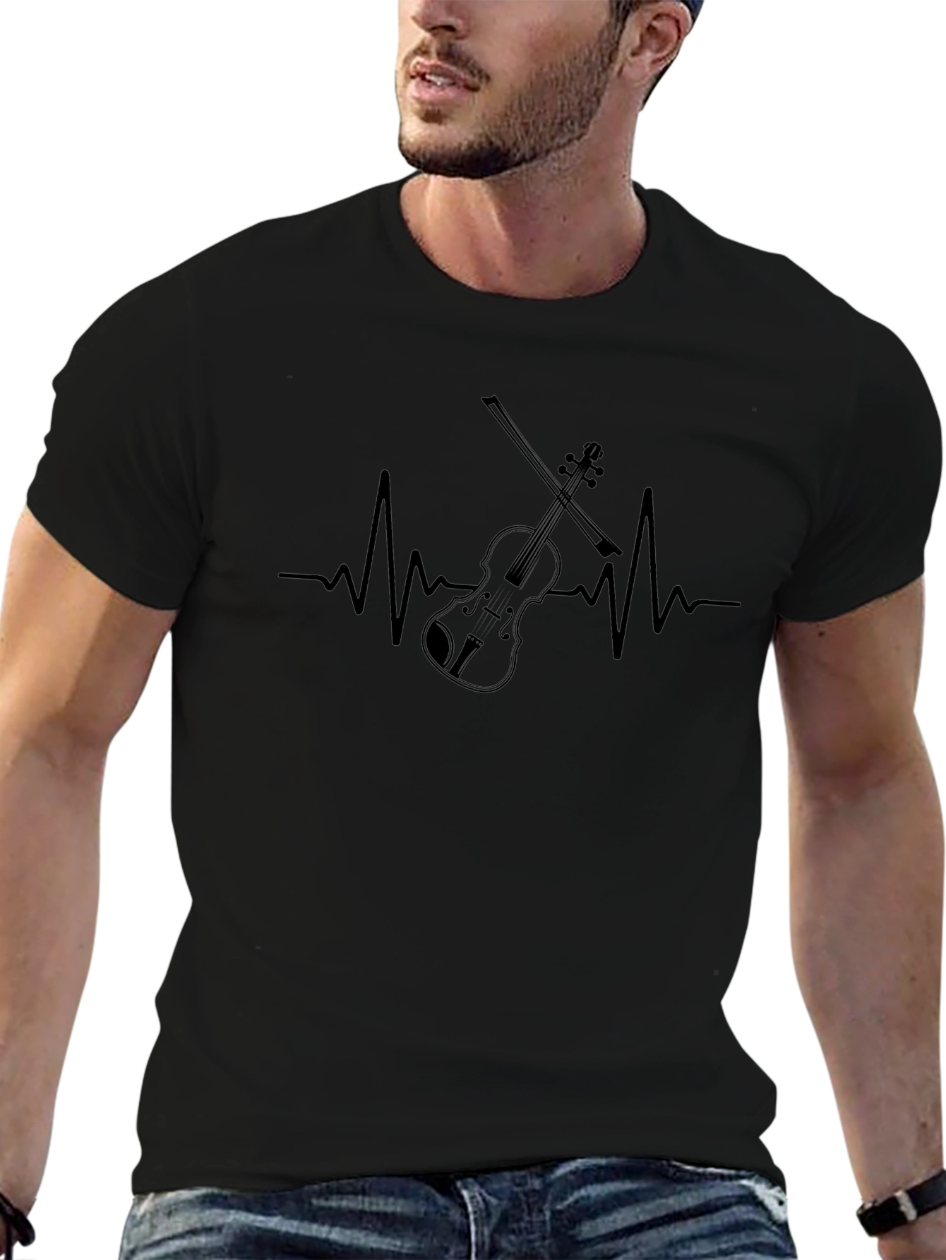 Violin Heartbeat Graphic Tee - Music Lover T-Shirt