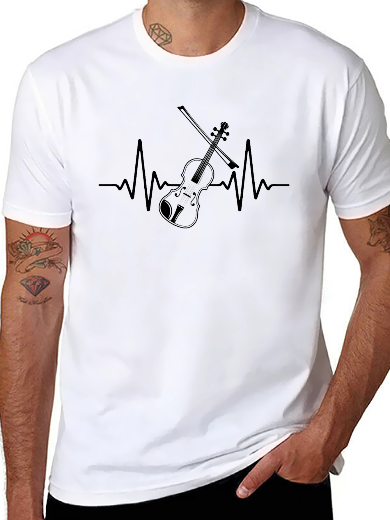 Violin Heartbeat Graphic Tee - Music Lover T-Shirt