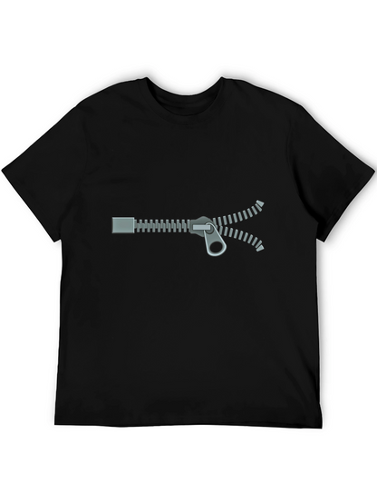 Zipper Graphic T-Shirt - Novelty Design