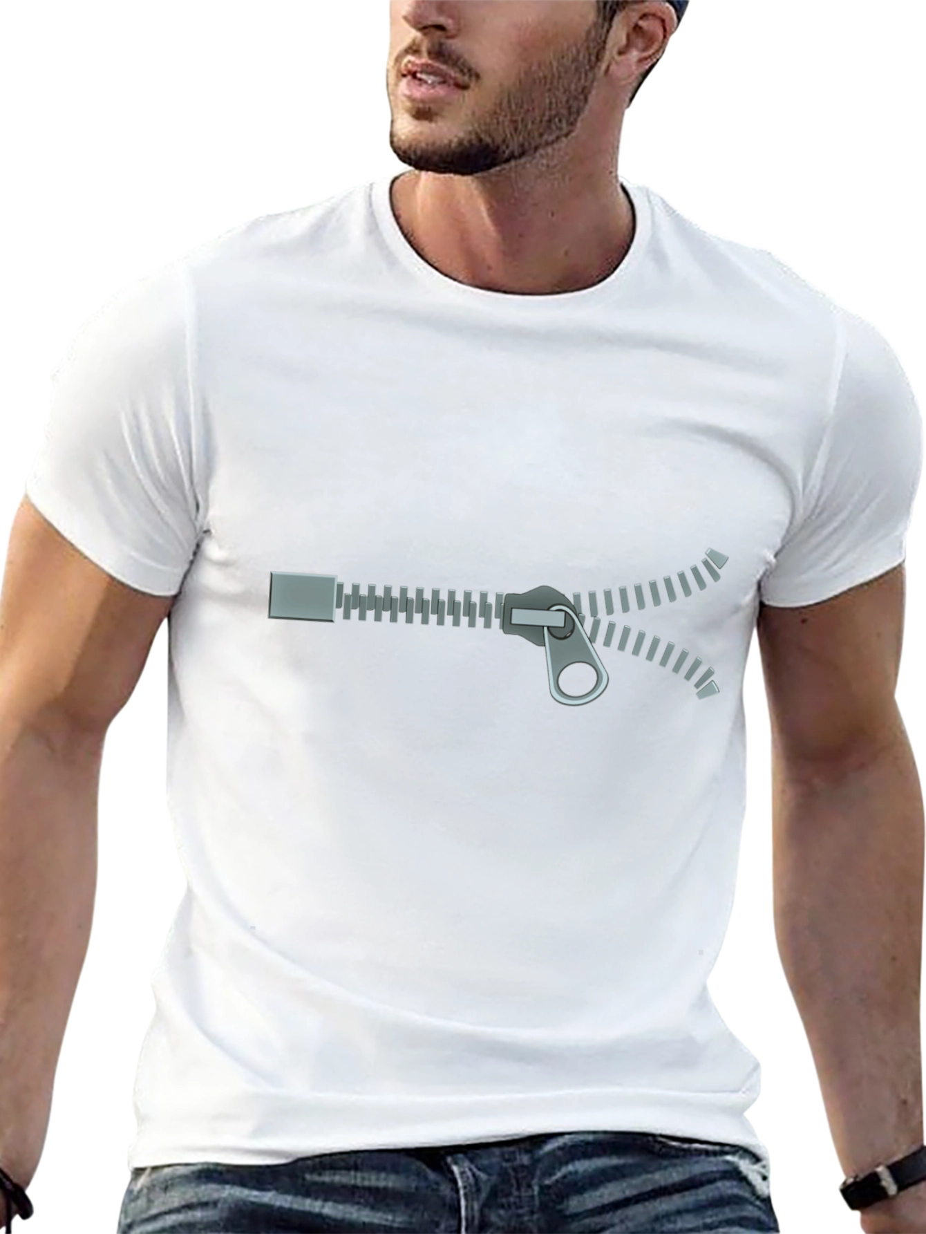 Zipper Graphic T-Shirt - Novelty Design