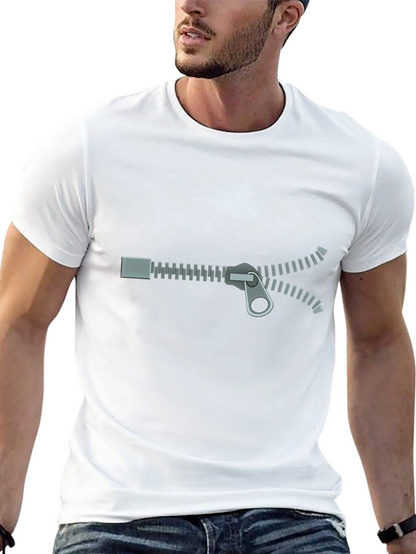 Zipper Graphic T-Shirt - Novelty Design