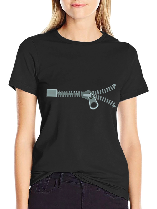 Zipper Graphic T-Shirt - Novelty Design