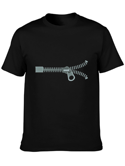 Zipper Graphic T-Shirt - Novelty Design