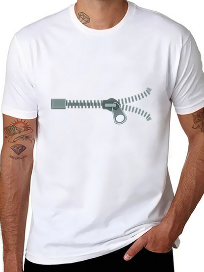Zipper Graphic T-Shirt - Novelty Design