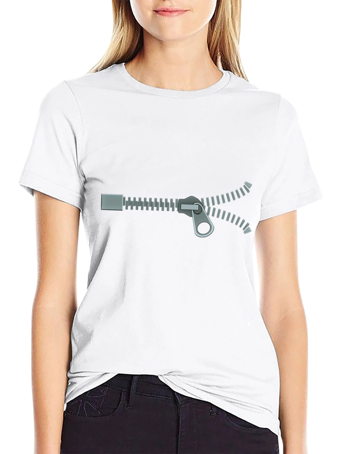 Zipper Graphic T-Shirt - Novelty Design
