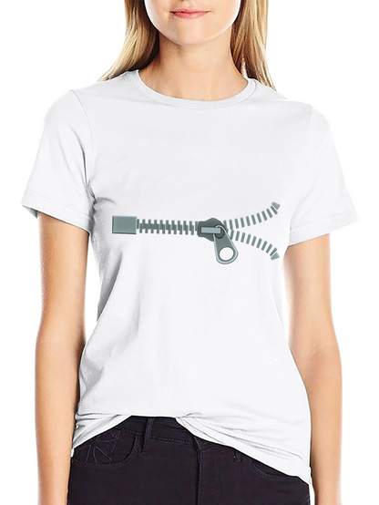 Zipper Graphic T-Shirt - Novelty Design