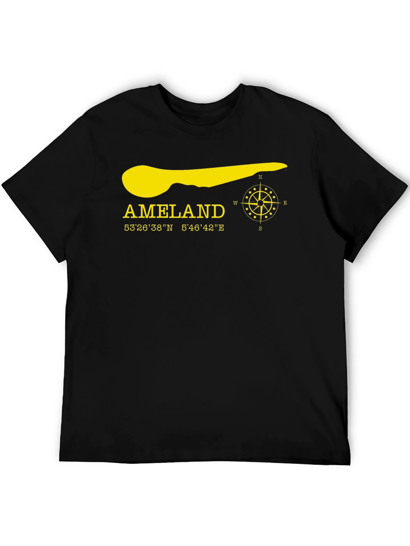 Ameland Island Coordinates T-Shirt - Black