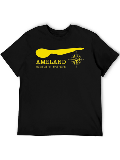 Ameland Island Coordinates T-Shirt - Black