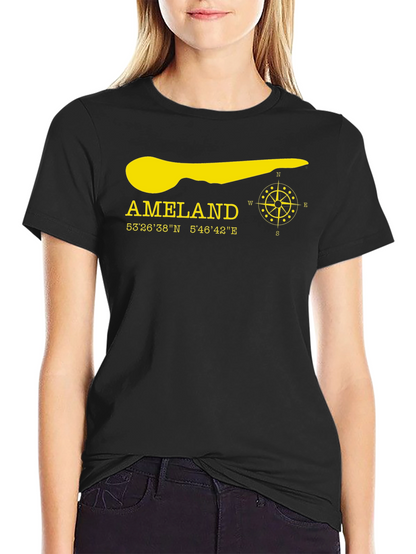 Ameland Island Coordinates T-Shirt - Black