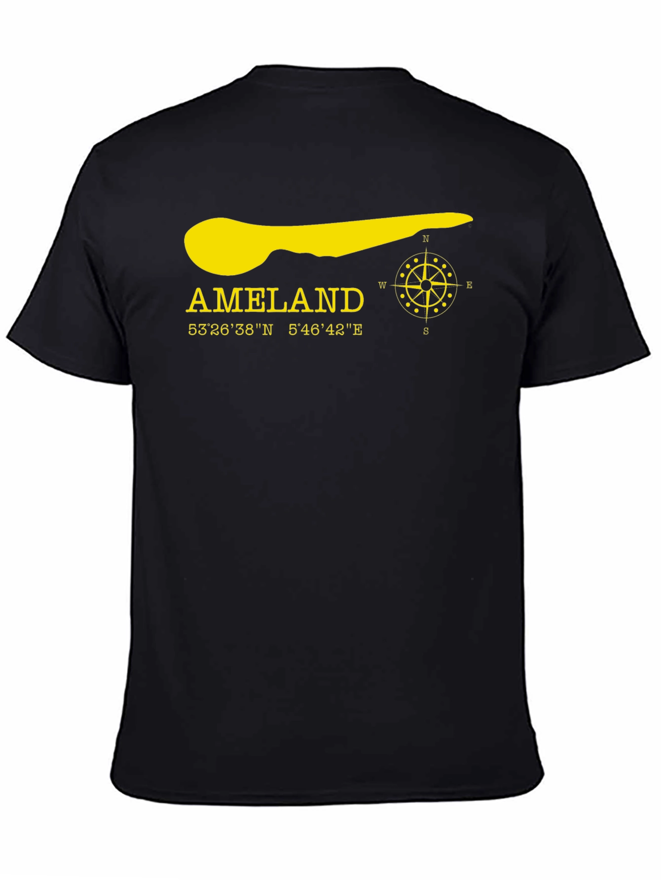 Ameland Island Coordinates T-Shirt - Black