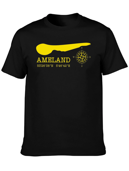Ameland Island Coordinates T-Shirt - Black