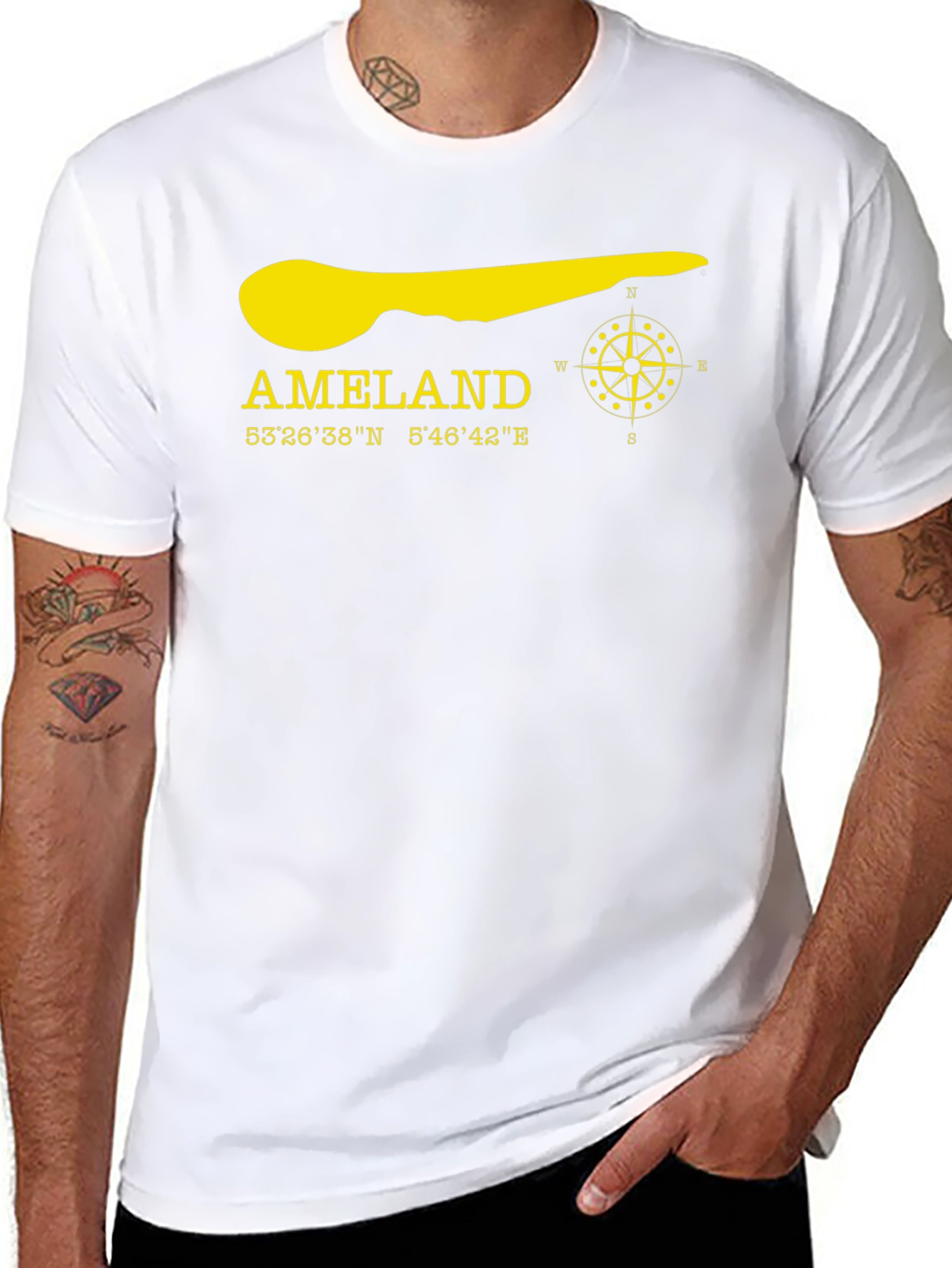 Ameland Island Coordinates T-Shirt - Black