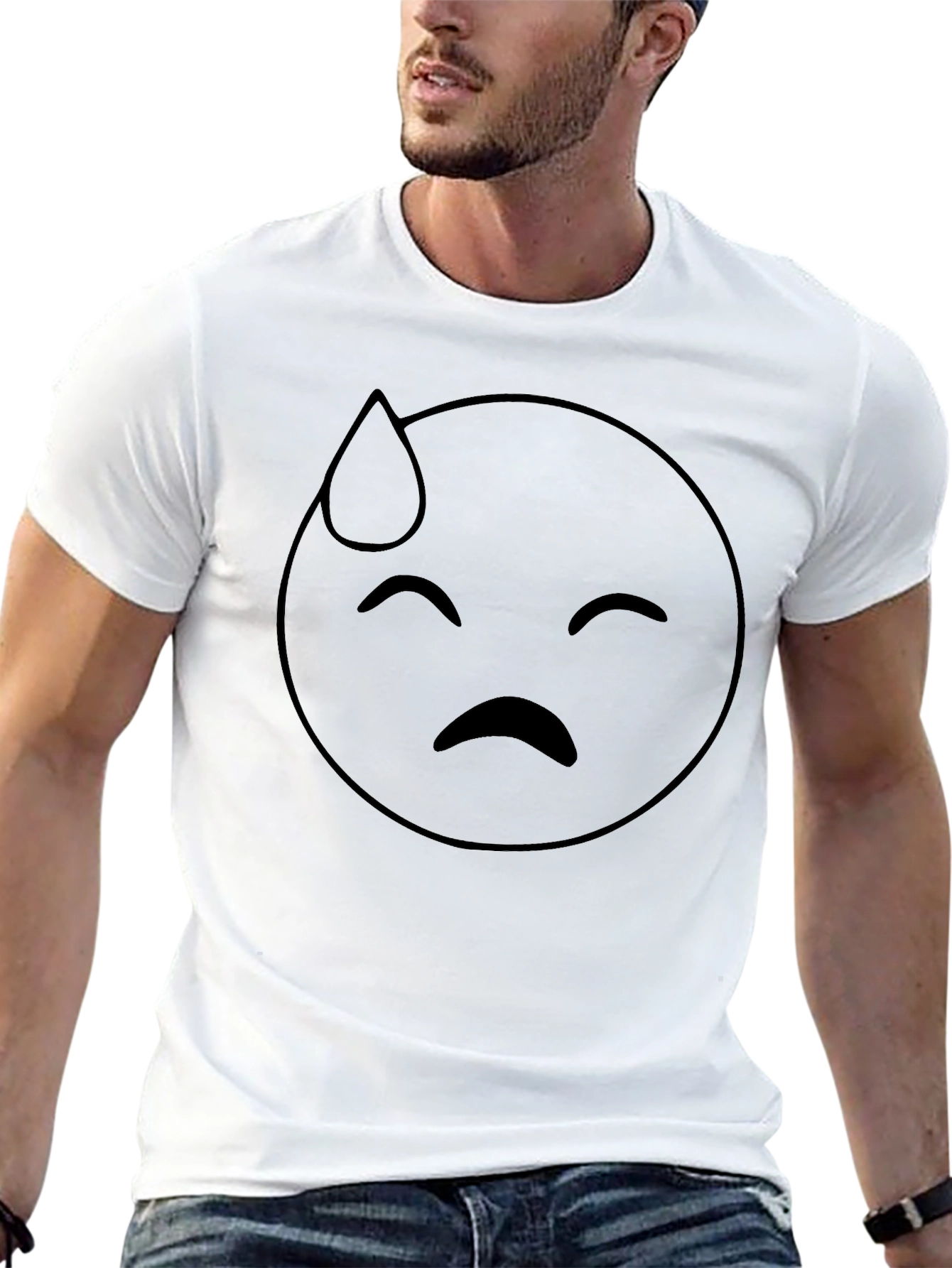Black Emoji Sweat Drop Graphic Tee