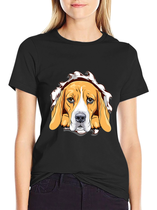 Beagle Dog Graphic Print Black T-Shirt