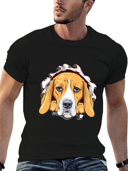 Beagle Dog Graphic Print Black T-Shirt