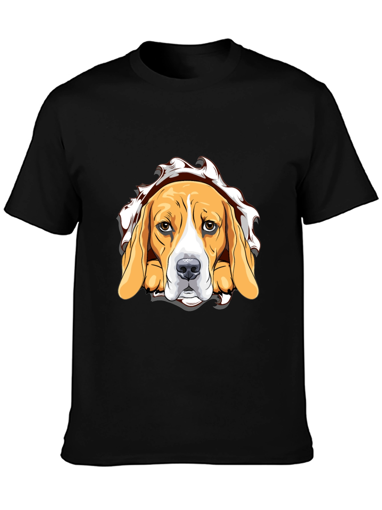 Beagle Dog Graphic Print Black T-Shirt