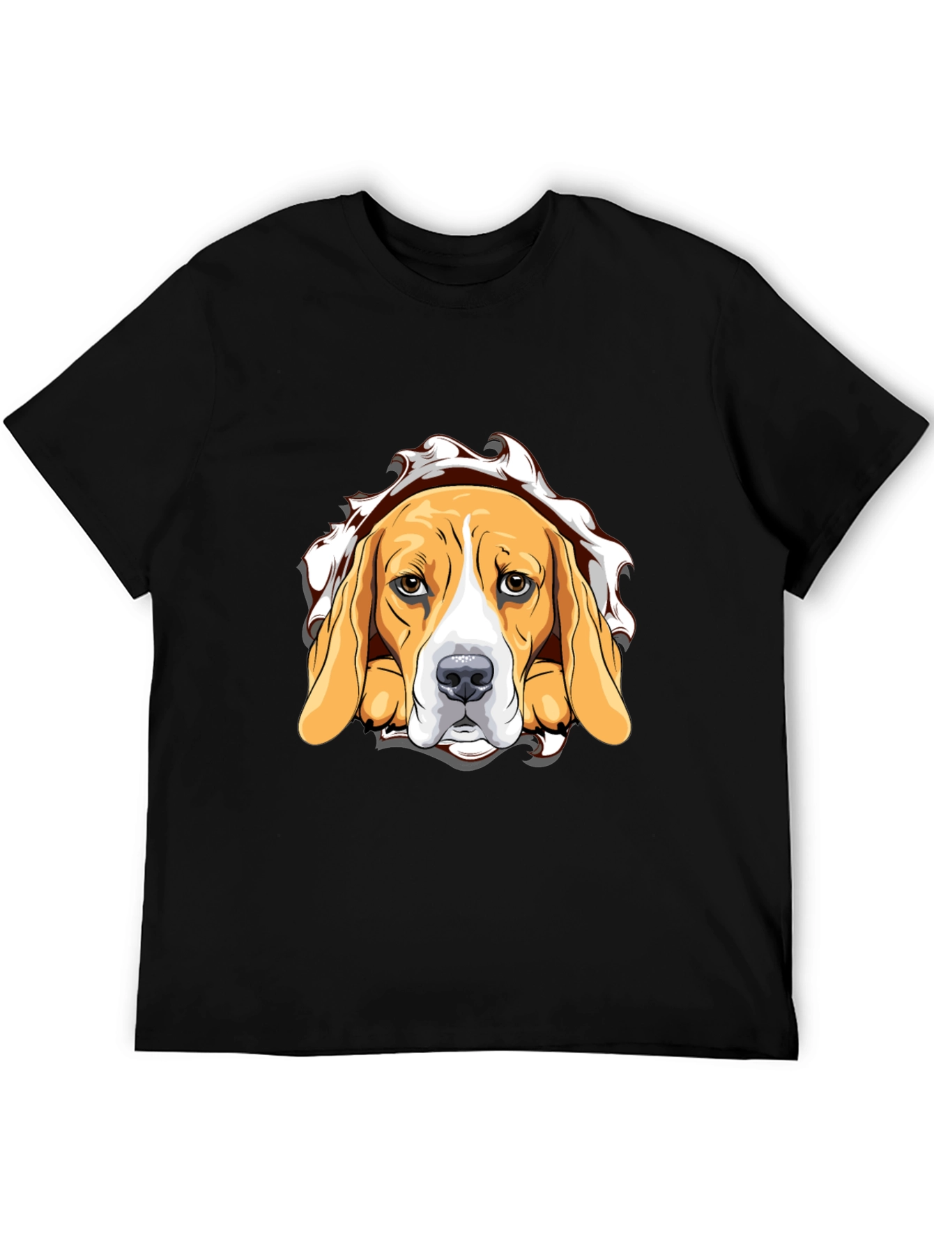 Beagle Dog Graphic Print Black T-Shirt