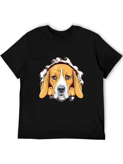 Beagle Dog Graphic Print Black T-Shirt