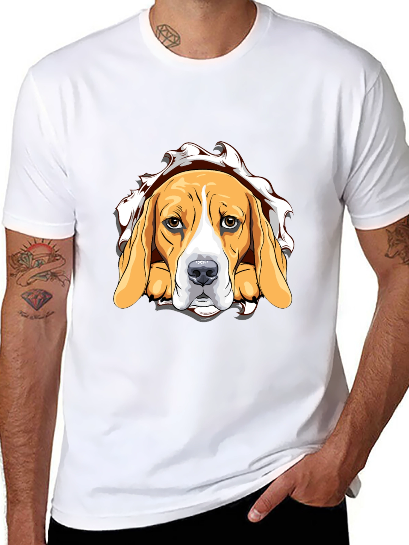 Beagle Dog Graphic Print Black T-Shirt