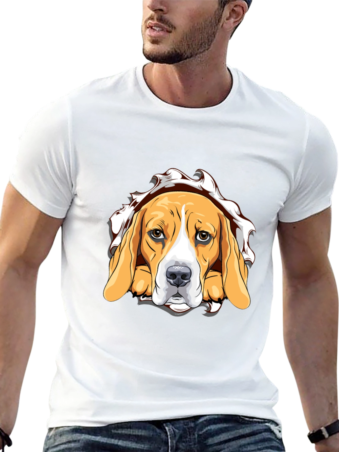 Beagle Dog Graphic Print Black T-Shirt