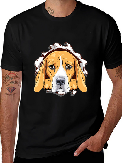 Beagle Dog Graphic Print Black T-Shirt