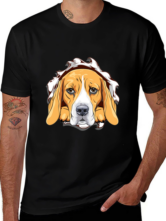 Beagle Dog Graphic Print Black T-Shirt