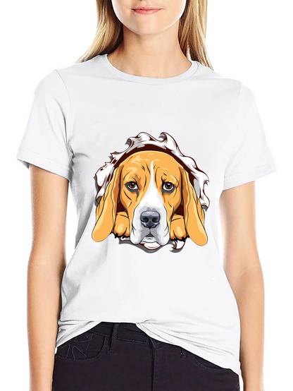 Beagle Dog Graphic Print Black T-Shirt