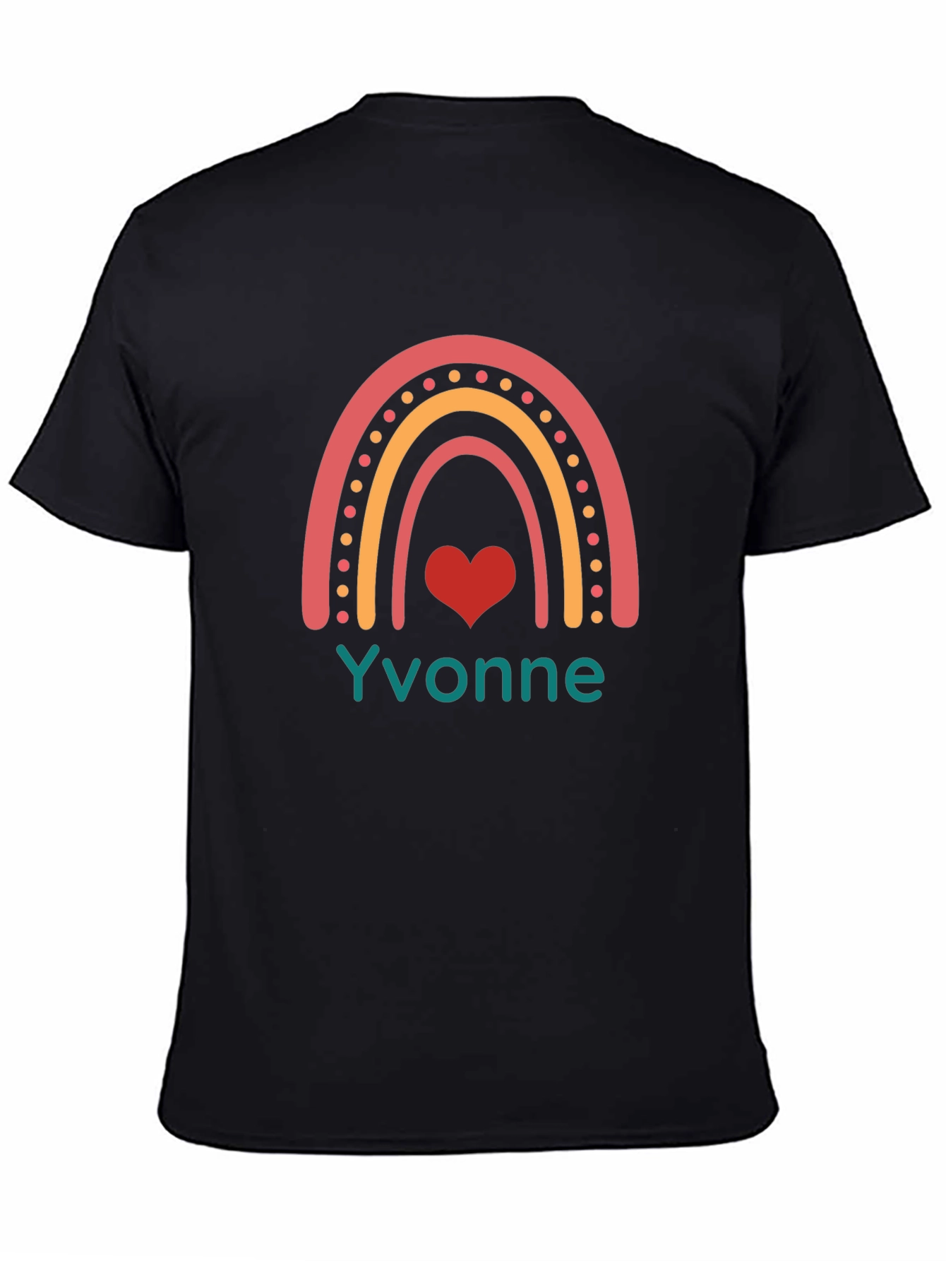 Yvonne Rainbow Heart Graphic Tee - Black