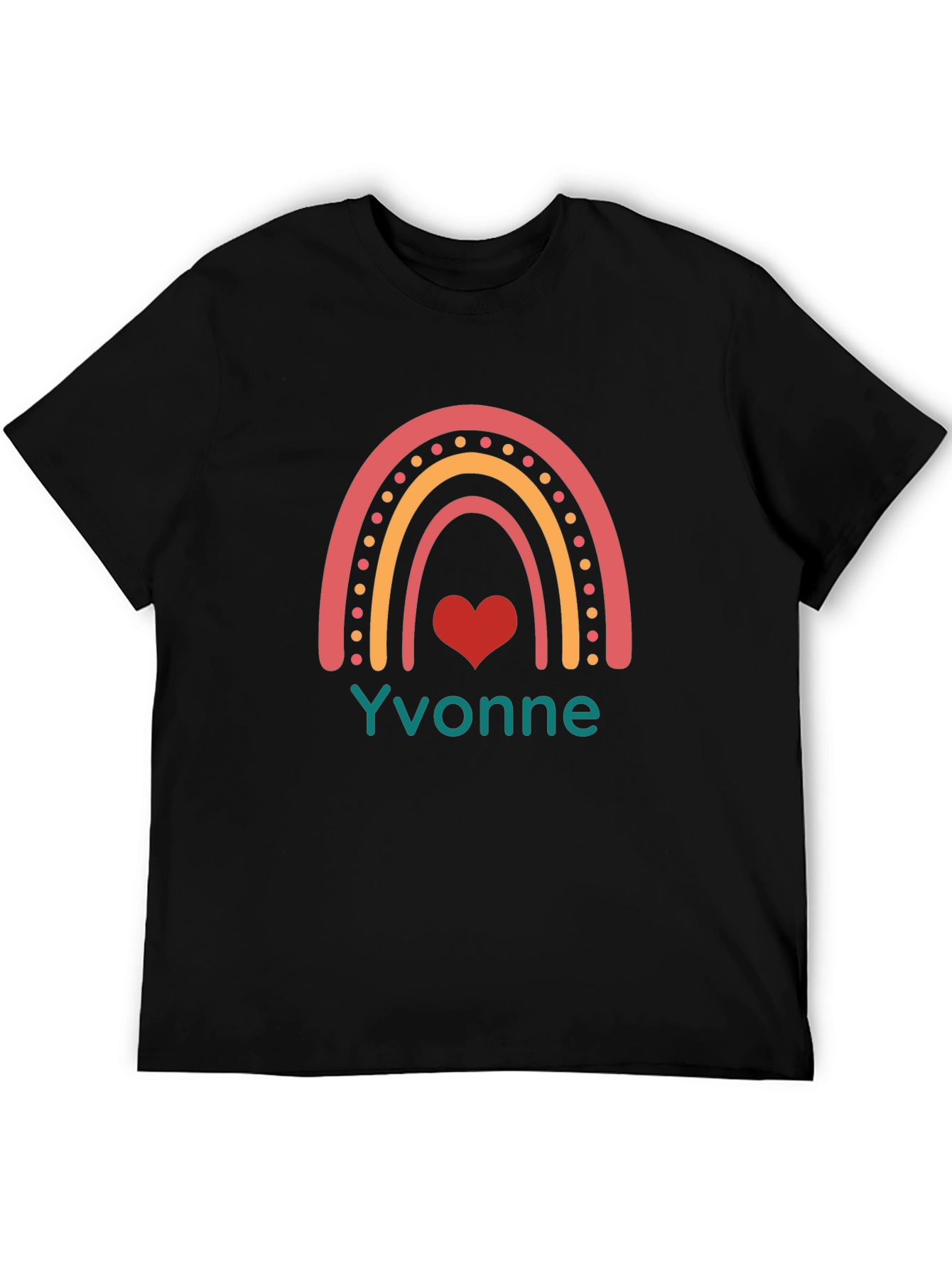 Yvonne Rainbow Heart Graphic Tee - Black