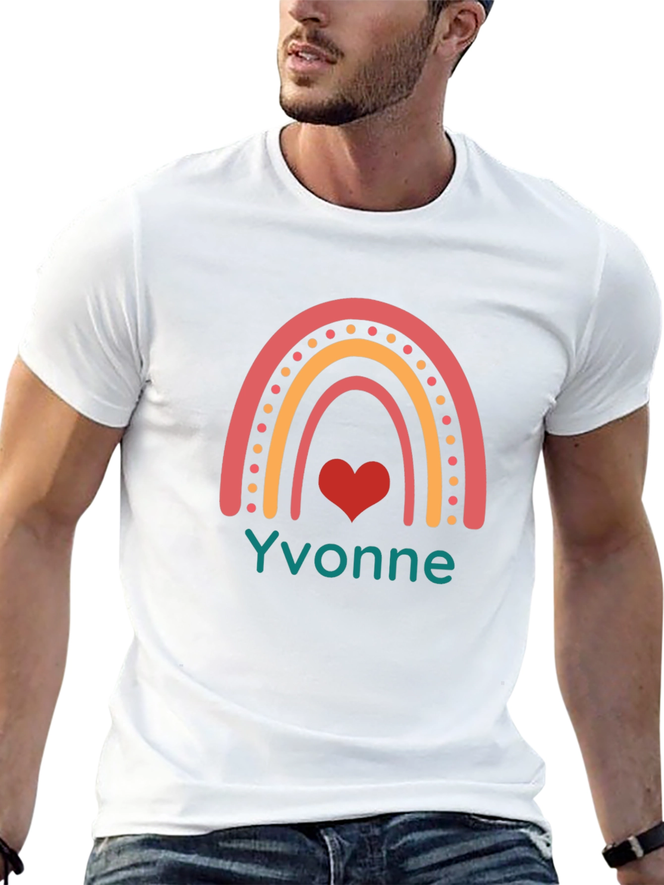 Yvonne Rainbow Heart Graphic Tee - Black
