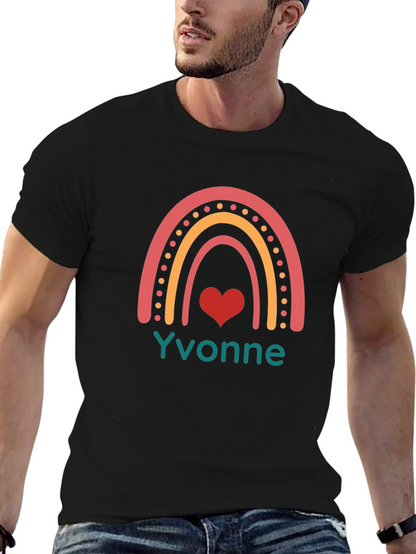Yvonne Rainbow Heart Graphic Tee - Black