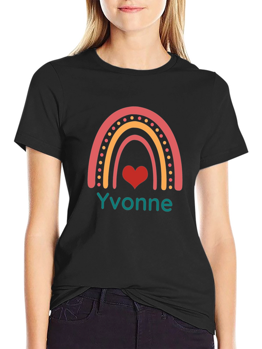Yvonne Rainbow Heart Graphic Tee - Black