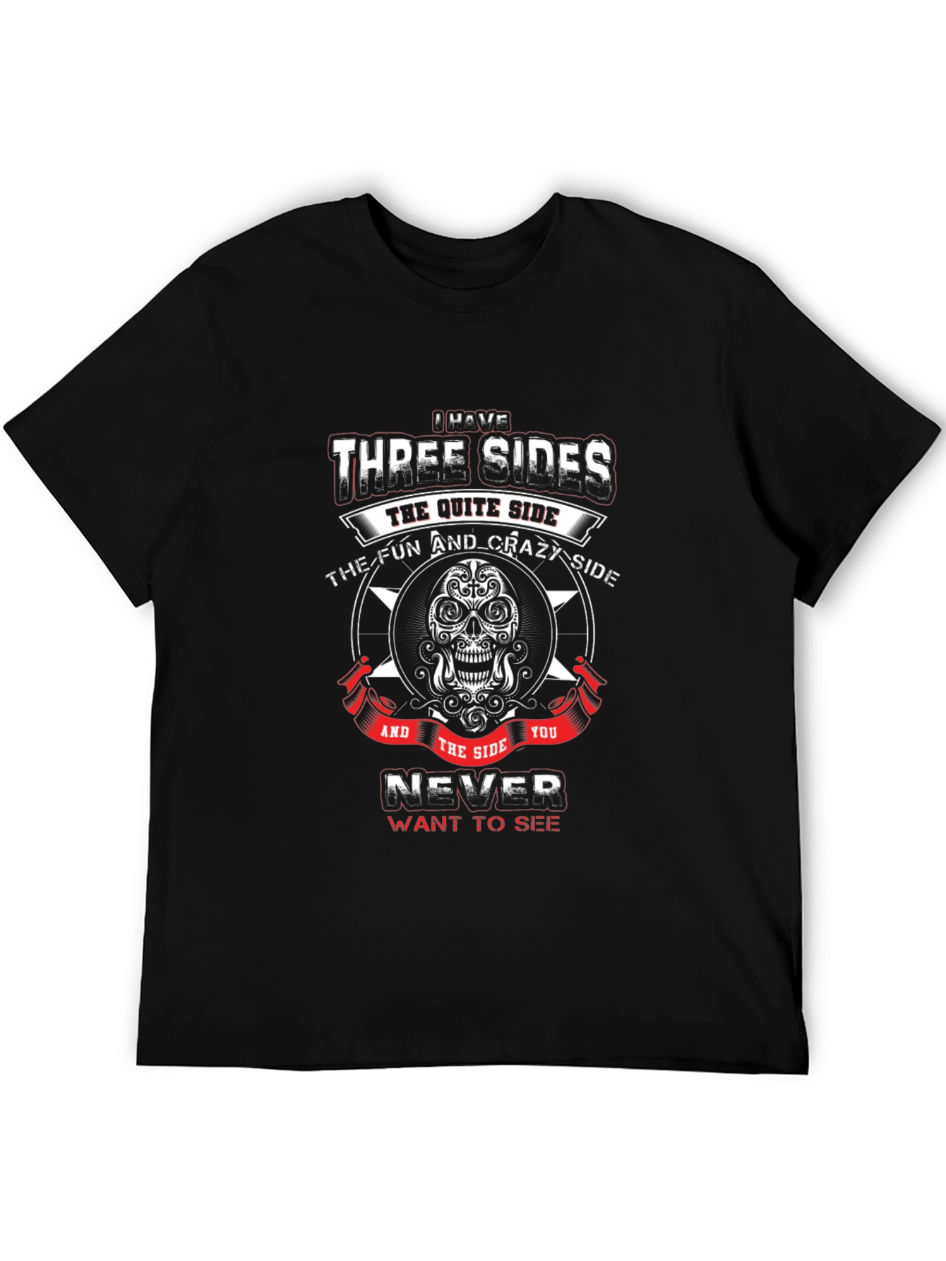 Three Sides Graphic Tee - Skull Design