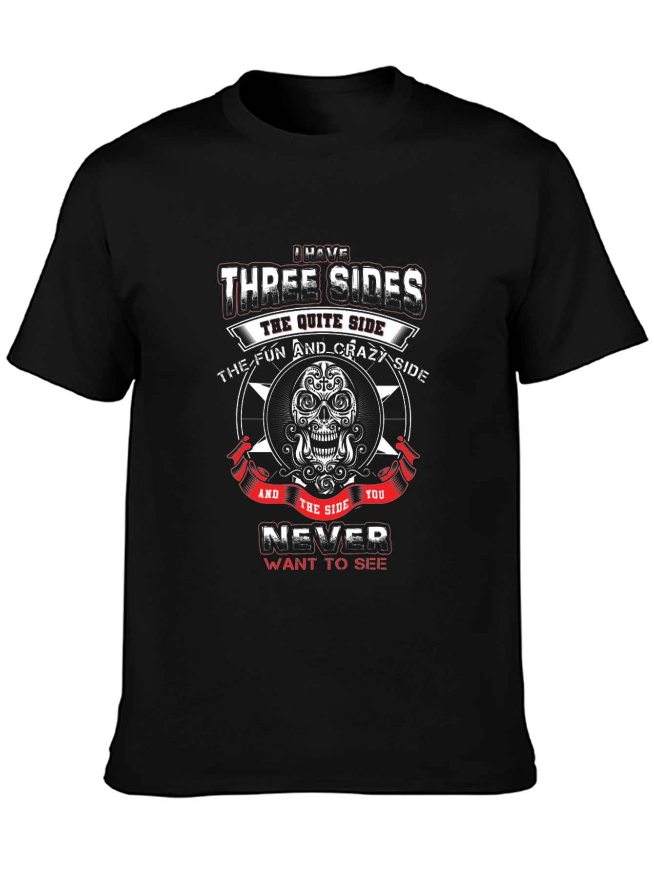 Three Sides Graphic Tee - Skull Design