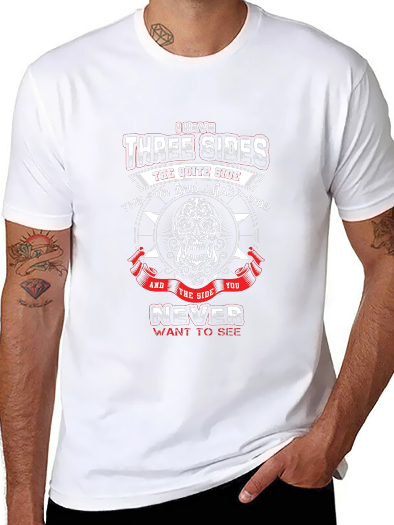 Three Sides Graphic Tee - Skull Design